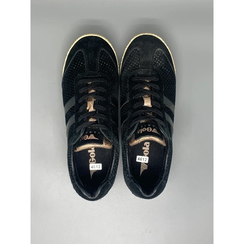 Gola Harrier Glimmer Suede Black Rose Gold Sneakers CLA190 Women's‎ Sz 8